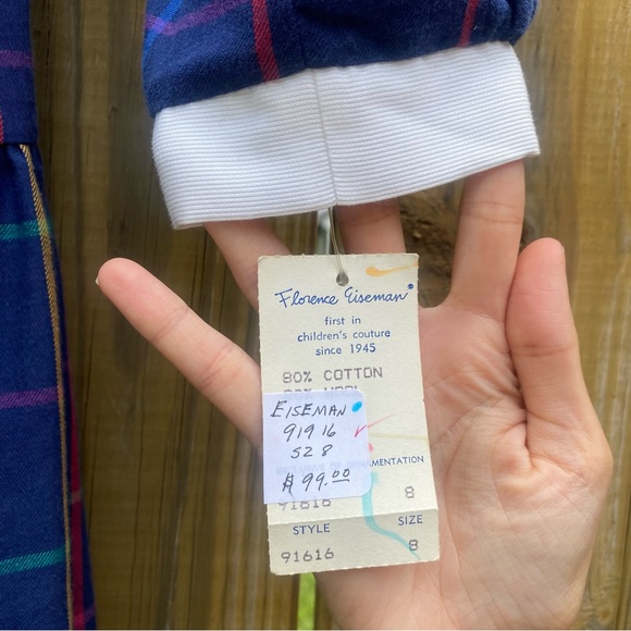 New NWT Florence Eiseman kids long sleeve collar blue grid back to school dress - Picture 3 of 16